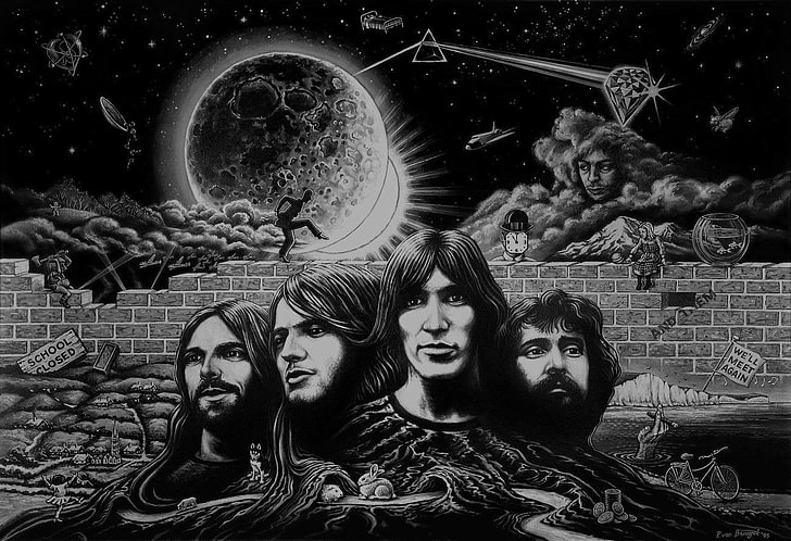 The Beatles poster, Band (Music), Pink Floyd, human representation, HD wallpaper