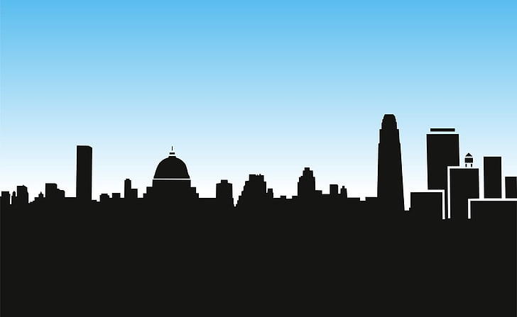 City Skyline Silhouette Cartoon, silhouette of buildings vector art, HD wallpaper