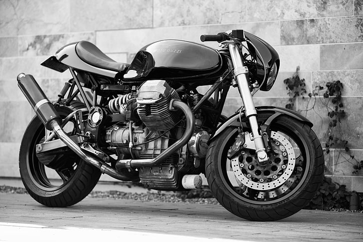 black cafe racer motorcycle, Buell, custom bike, beautiful road bike, HD wallpaper