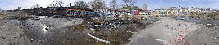 4k, abandoned, building, burned wood, city, cool, dirty, graffiti, HD wallpaper