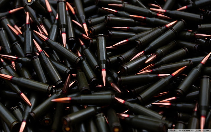 black bullet lot, ammunition, full frame, large group of objects, HD wallpaper