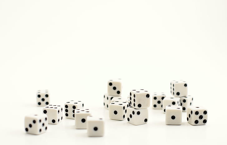 dice collection, small white, small white, lot, gambling, chance, HD wallpaper