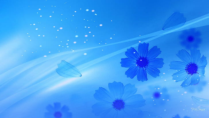 HD wallpaper: Blowing In The Wind, blue multi petaled flower graphic design  wallpaper | Wallpaper Flare