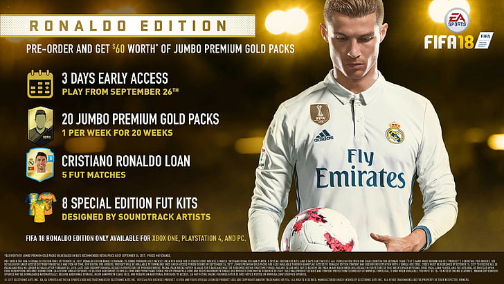 FIFA 18, 4k, Ronaldo Edition, poster, E3 2017