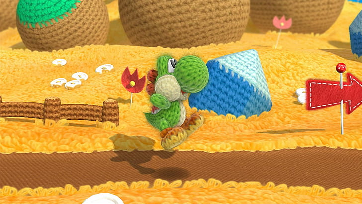 yoshis woolly world, textile, art and craft, no people, creativity