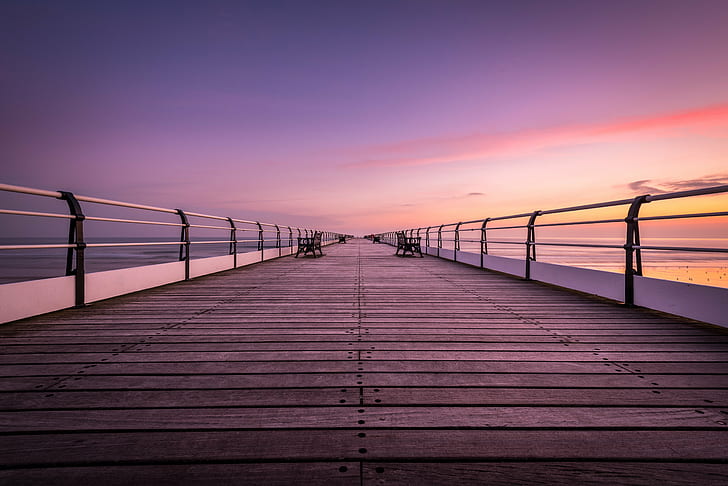 photo of brown wooden bridge during sunset, Infinite, Serenity, HD wallpaper