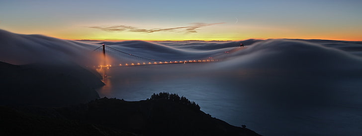San Francisco, Golden Gate Bridge, mist, clouds, bay, sky, cloud - sky