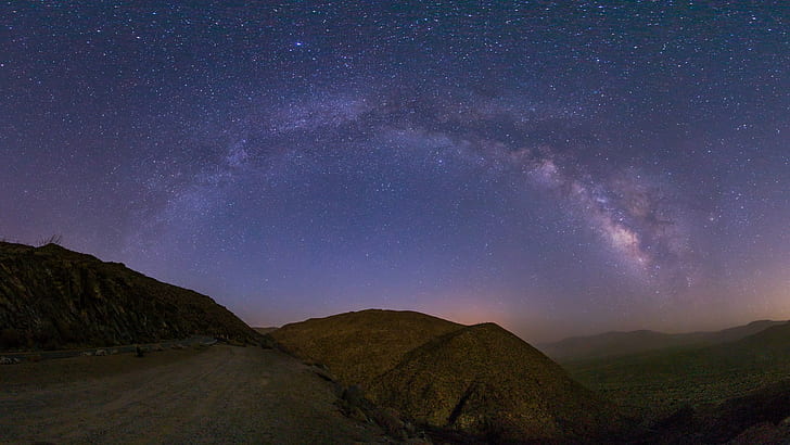 landscape, night, Milky Way, stars, sky, HD wallpaper