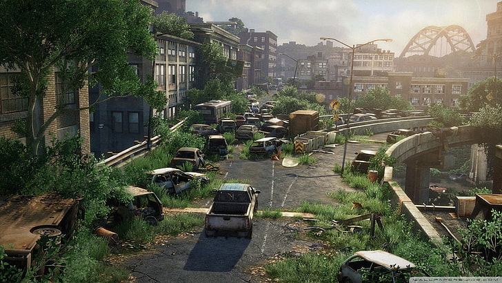 gray pickup truck, The Last of Us, architecture, building exterior