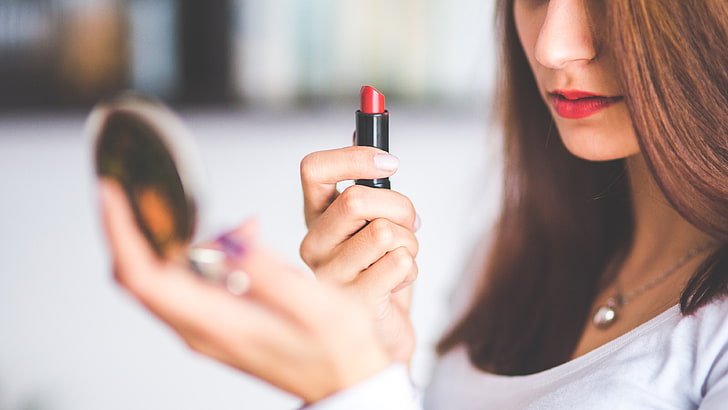 lipstick, red lipstick, face, women, model, adult, one person, HD wallpaper