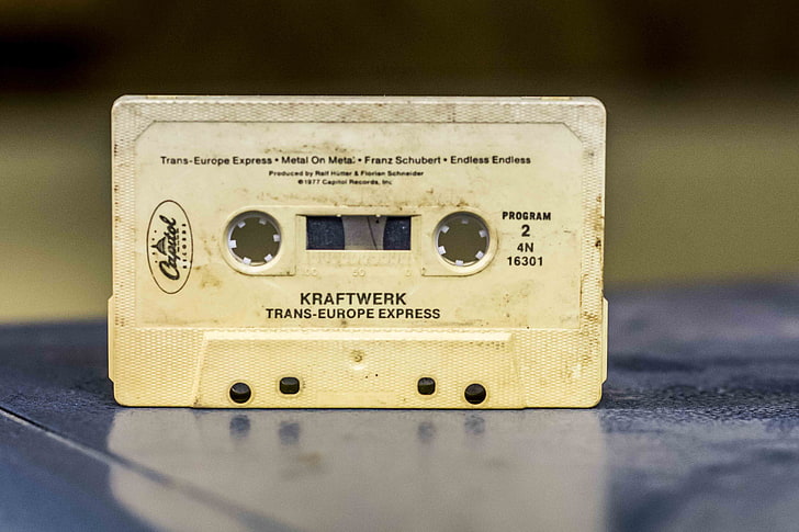 beige Kraftwerk cassette tape, music, white, audio Cassette, sound
