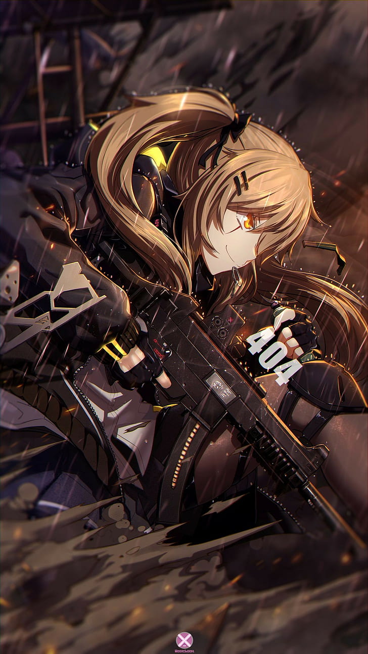 weapon, anime girls, machine gun, HD wallpaper