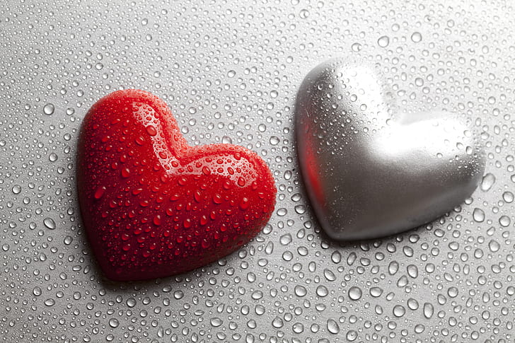 HD wallpaper: water, drops, love, heart, red, romantic | Wallpaper Flare