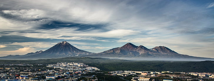 black mountain under blue and white cloudy sky, petropavlovsk-kamchatsky, petropavlovsk-kamchatsky
