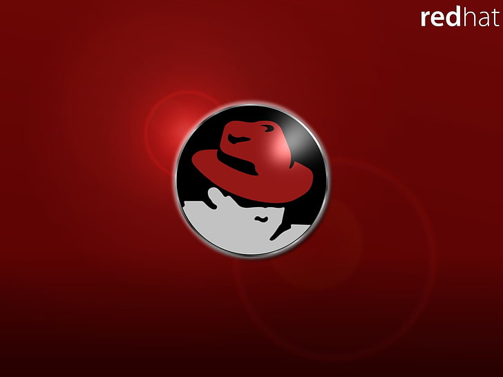 Linux, Red Hat, no people, circle, communication, sign, colored background, HD wallpaper