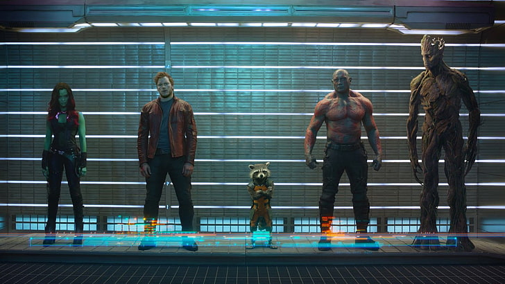 Marvel Guardian's of the Galaxy characters, Guardians of the Galaxy movie scene, HD wallpaper