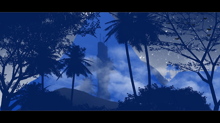 silhouette of trees, Photoshop, Flatdesign, plant, sky, transfer print, HD wallpaper