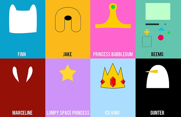 Adventure Time logo collage, Finn the Human, Jake the Dog, Princess Bubblegum, HD wallpaper