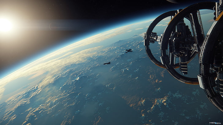 black spaceship, science fiction, Star Citizen, video games, PC gaming, HD wallpaper