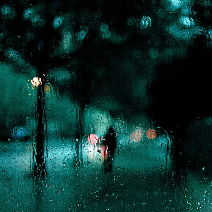 rain drop glass photography, Lost soul, shadow, silhouette, square, HD wallpaper