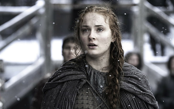 Game of Thrones, TV Show, girl, Sansa Stark, Sophie Turner, snow, HD wallpaper