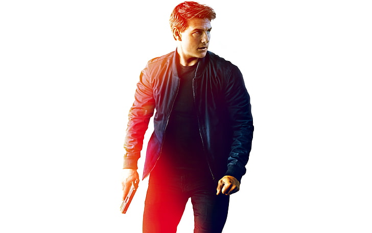 Tom Cruise in Mission Impossible Fallout 4K 8K, white background