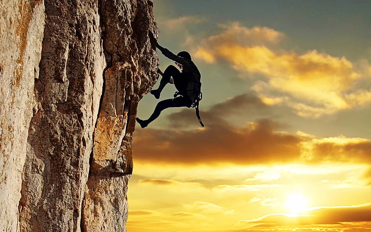 Climb Climbing Rock Stone Person Sunlight HD, sports, HD wallpaper
