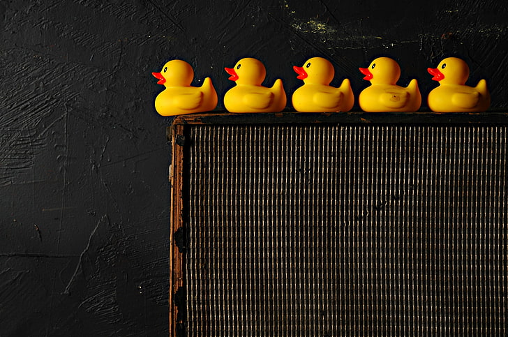 rubber ducks, still life, no people, yellow, indoors, representation, HD wallpaper