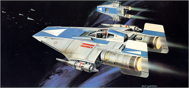 white and blue rocket ship illustration, Star Wars, A-Wing, science fiction