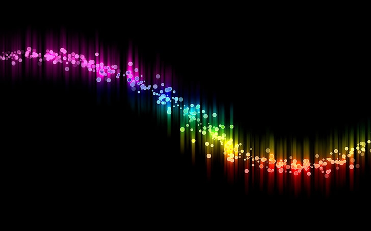 multicolored rainbow, abstract, black, colorful, curve, backgrounds, HD wallpaper