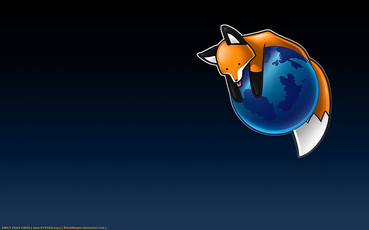 fox, animals, Earth, Mozilla Firefox, stupid fox, blue, copy space, HD wallpaper