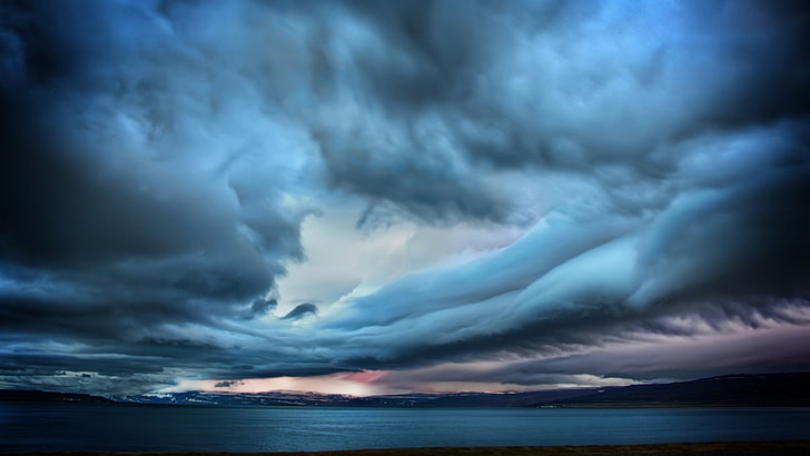 clouds, water, sea, coast, nature, sky, cloud - sky, storm, HD wallpaper