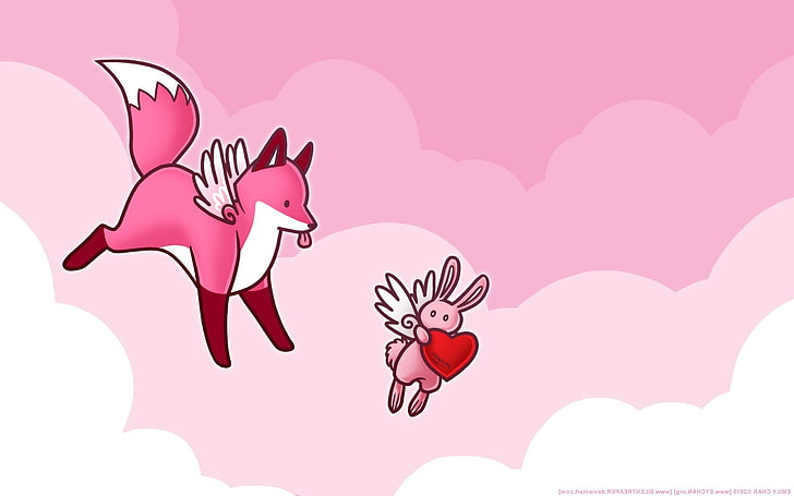 HD wallpaper: animals, Fox, heart, love, rabbits, stupid fox, valentines  day | Wallpaper Flare