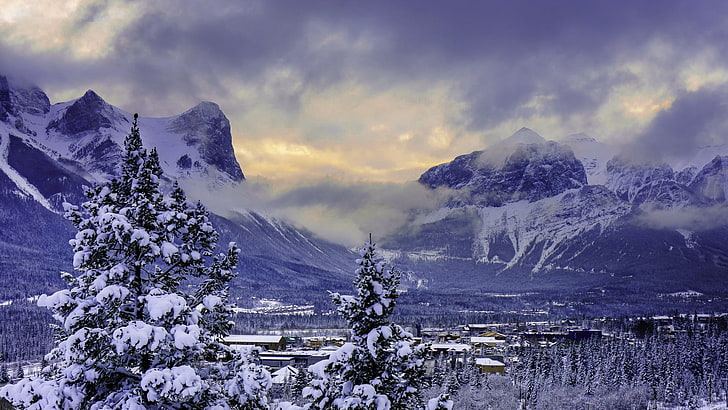 Canada, mountains, Banff National Park, snow, winter, cold temperature