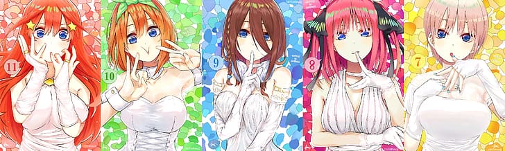 anime, anime girls, 5-toubun no Hanayome, Nakano Itsuki, Nakano Yotsuba, HD wallpaper