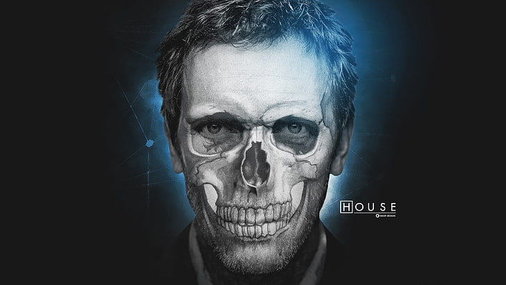 House TV series digital wallpaper, House, M.D., skull, face, Gregory House