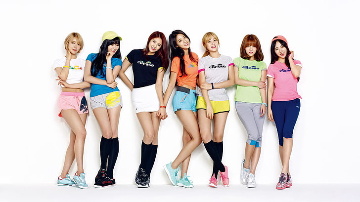 women's gray crew-neck shirt, K-pop, AOA, Asian, singer, group of people
