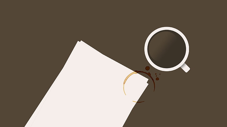 white printer paper, coffee, stains, coffee stains, desk, indoors, HD wallpaper
