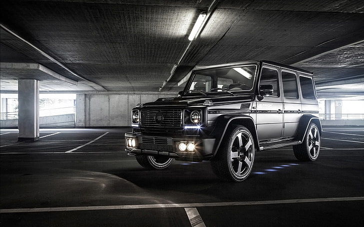black Mercedes-Benz G-wagon, tuning, Parking, the front, Prior Design