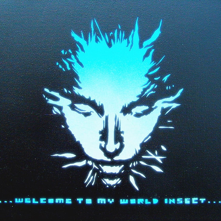 quote, Shodan, System Shock 2, face, blue, water, archival