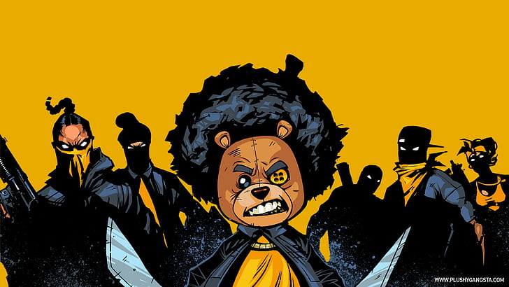 HD wallpaper: Gangster Teddy Bear Yellow HD, cartoon/comic | Wallpaper Flare