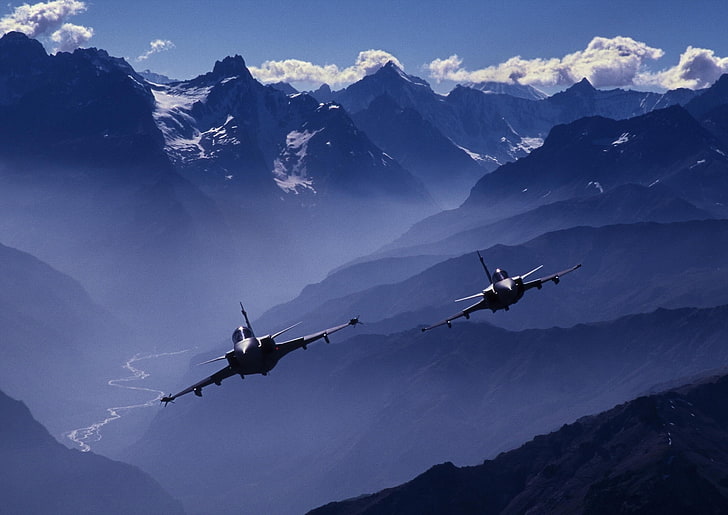 two jet planes, JAS-39 Gripen, jet fighter, airplane, aircraft