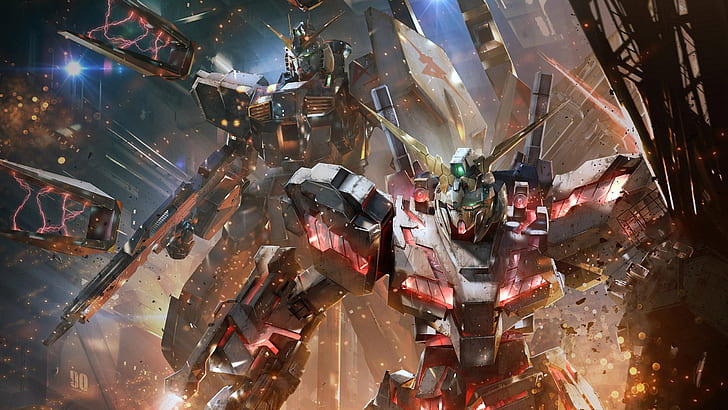 Mobile Suit Gundam Unicorn, anime, mech, robot, artwork, digital art