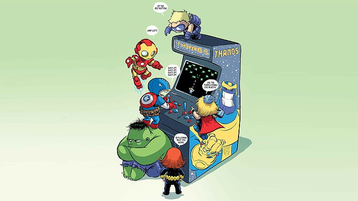 arcade cabinet, movies, Captain America, artwork, Hulk, Marvel Comics