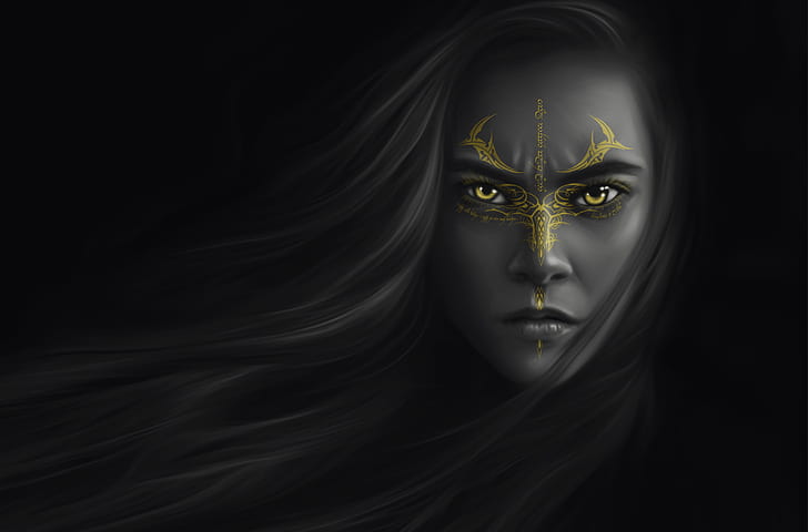 Girl, Woman, Darkness, Angry, Mad, Artwork, HD