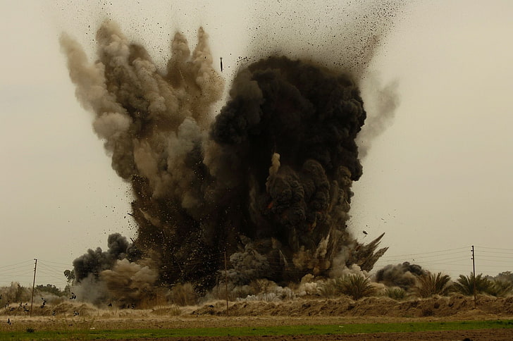 explosion, destruction, environment, exploding, sky, nature, HD wallpaper