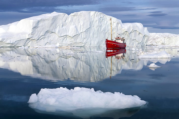Boat, Greenland, Fishing, Ilulissat Icefjord, Icebergs, HD wallpaper