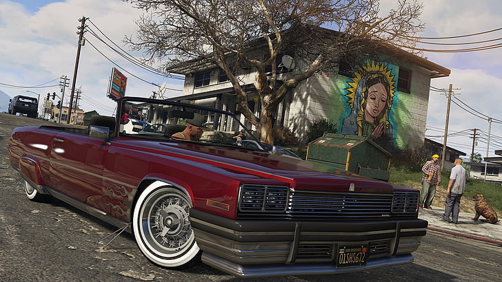 red convertible coupe, Grand Theft Auto V, car, mode of transportation, HD wallpaper