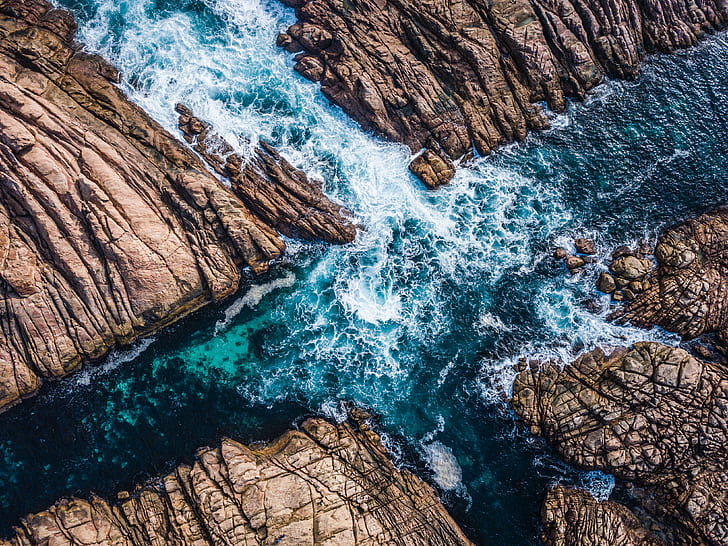 Canal Rocks, Ocean, Aerial view, Coastline, Australia, 4K