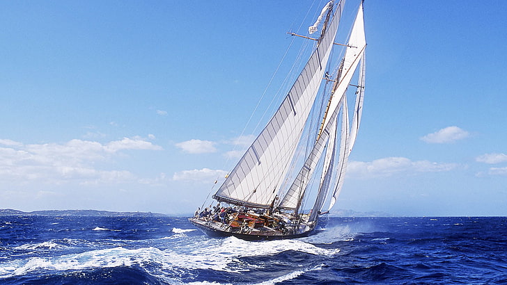sport, vessel, schooner, sailing vessel, boat, craft, sea, yacht, HD wallpaper